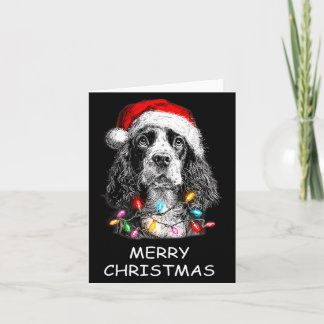 Cartão Cachorro Spaniel Er Engraçado Chapéu de Papai Noel