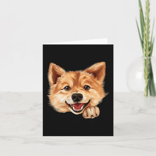 Cartão Cachorro Spitz Finlandês Mãe Pai Olhando Cachorrin