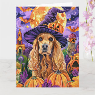 Cartão Cachorro Spooky Cocker Spaniel Halloween Bruxa Abó