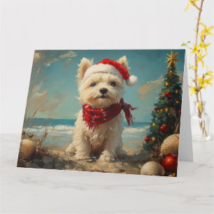 Cartão Cachorro Terrier Branco do West Highland Natal Pra