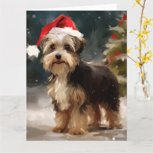 Cartão Cachorro Terrier no Natal da Neve