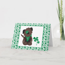 Cartão Cachorro Trevo de Quatro Folhas Verde