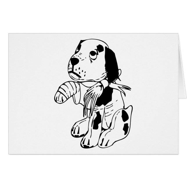 Cartão Cachorro Triste Com Perna Quebrada (Frente Horizontal)