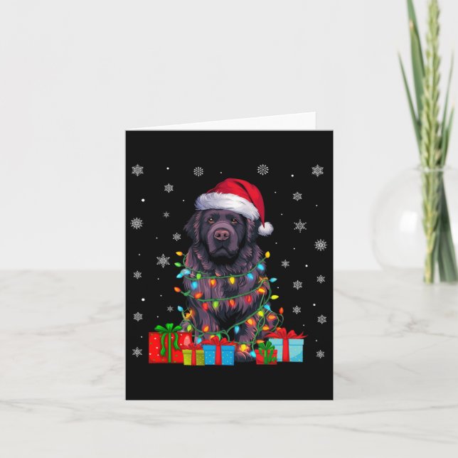 Cartão Cachorro Ugly Xmas Lights Santa Hat Ch (Frente)