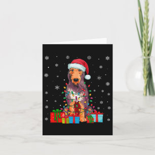 Cartão Cachorro Ugly Xmas Lights Santa Hat Irish Wolfhoun