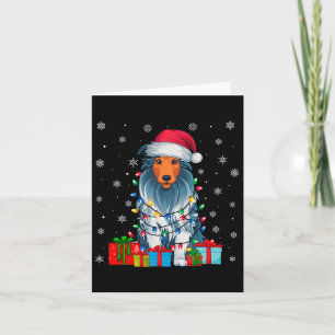 Cartão Cachorro Ugly Xmas Luz Santa Hat Cachorava Collie