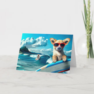 Cartão Cachorro Vestindo óculos escuros Arte AI