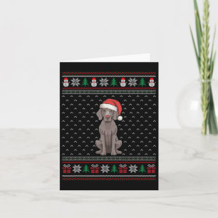 Cartão Cachorro Weimaraner Vestindo Santa Hat Ugly Xmas C