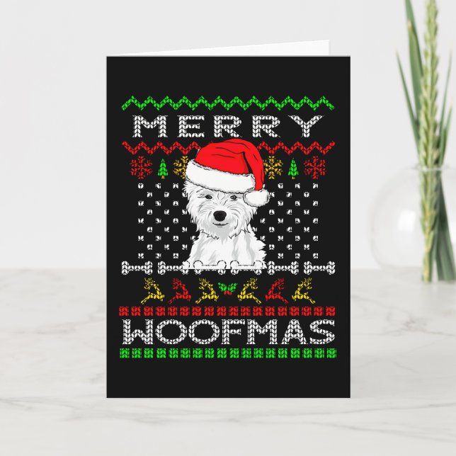 Cartão Cachorro Westie Feliz Woofmas Natal (Frente)