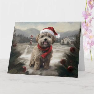 Cartão Cachorro Yorkipoo no Natal da neve