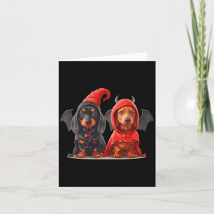 Cartão Cachorros Dachshund Lindos de Halloween Fantasia d