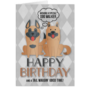 Cartão Cachorros de Cartoon de Feliz de Aniversário de Do