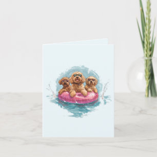 Cartão Cachorros de Goldendoodle Piscina de Abacaxi de Ve