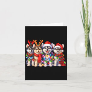Cartão Cachorros de Natal Fofo Msky Com Luzes Manga Longa