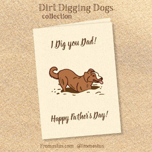 Cartão Cachorros Digging - Dia de os pais Feliz.