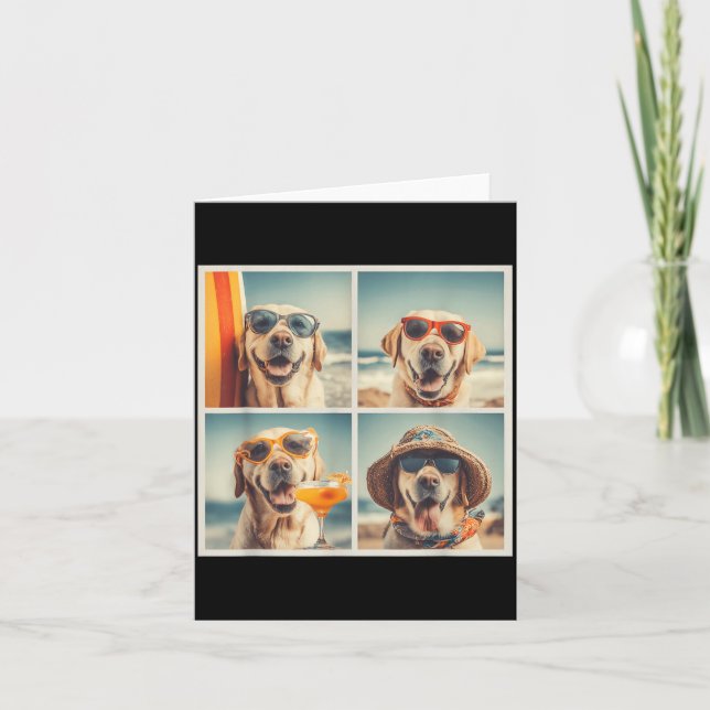 Cartão Cachorros Labrador Fofos com Óculos de Sol Férias  (Frente)