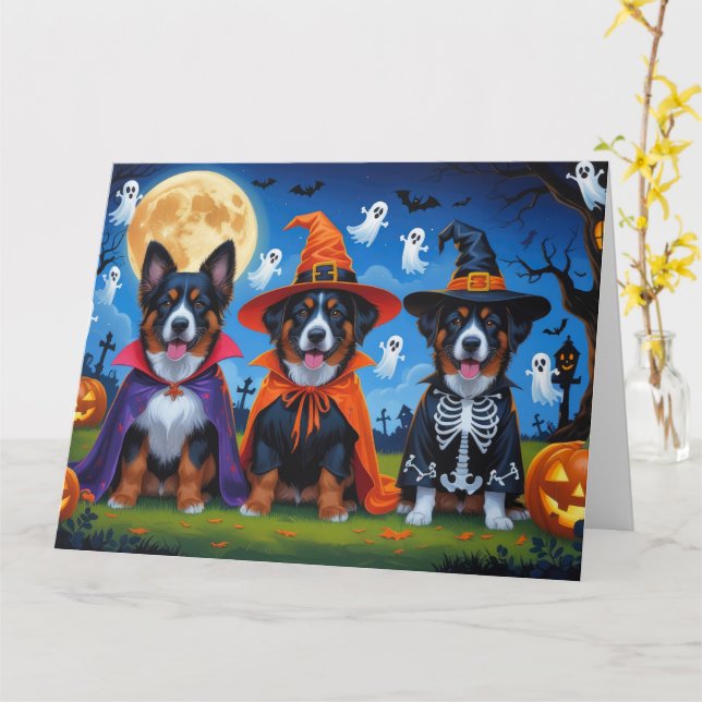 Cartão Cachorros Malinois Belgas Pumpkin Halloween Engraç (Flor Amarela)