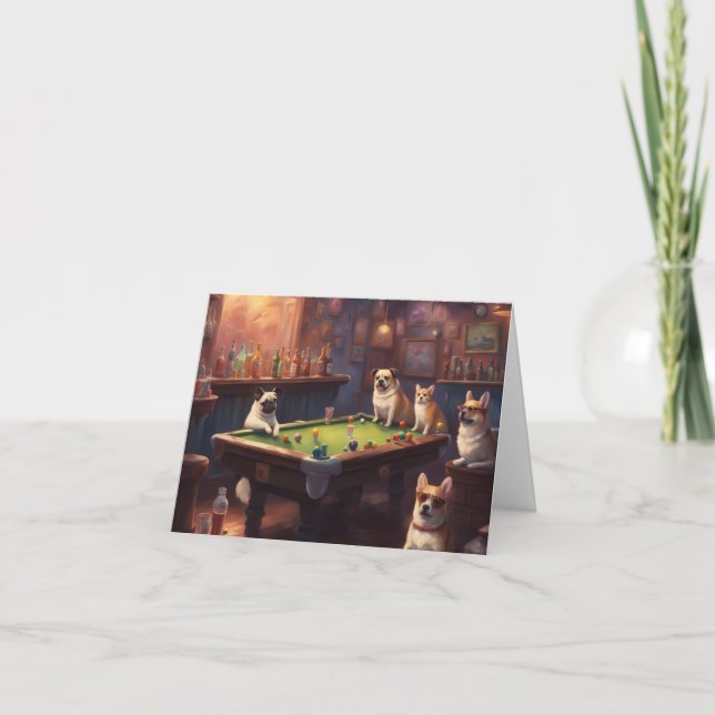 Cartão Cachorros tocando piscina coçam muito aniversário (Frente)