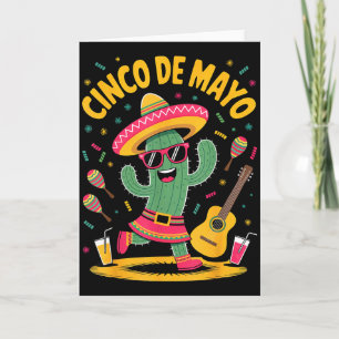 Cartão Cacto Cinco De Maio Chapéu Maracas Música Festa