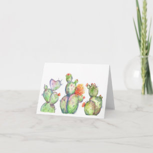 Cartão Cacto do Deserto em Flor em Aquarela