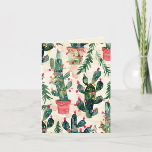 Cartão cacto engraçado luzes coloridas saudação de natal