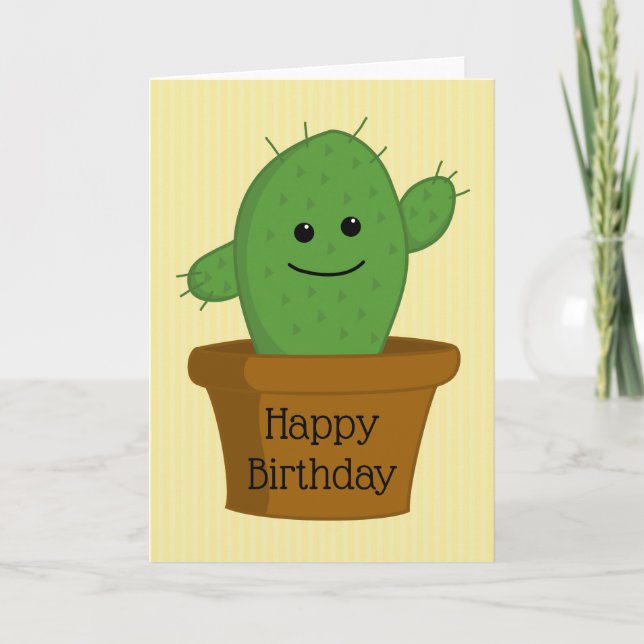 Cartão Cacto Feliz Aniversário (Frente)