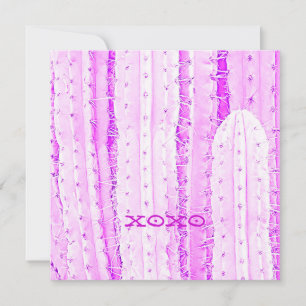 Cartão Cacto Saguaro Rosa XOXO Arte de Foto Divertida