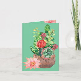 Cartão Cacto, Suculentas, Flor de Cacto, Arranjo