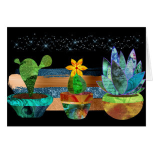 Cartão Cactus Coloridos e Suculentes