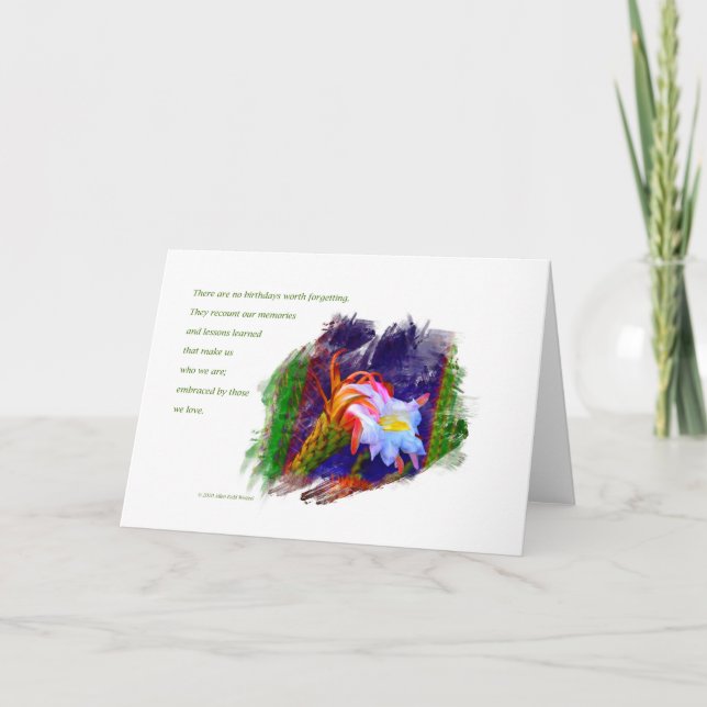 Cartão "Cactus Flower At Sunset #105" / "Os Aniversários  (Frente)