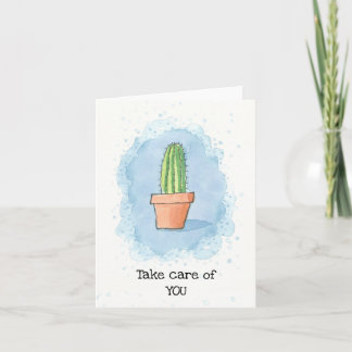 Cartão Cactus no Pote - Azul