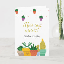 Cartão Cactus Una Casa Nueva Um novo Parabéns