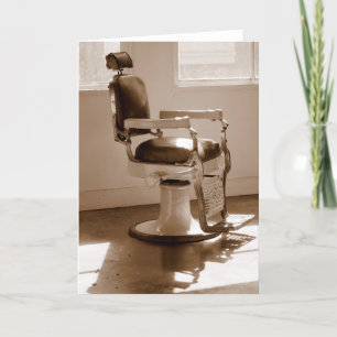 Cartão Cadeira de barbeiro antiga