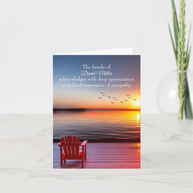 Cartão Cadeira no Dock do Lago para Agradecimento de Cond (Frente)