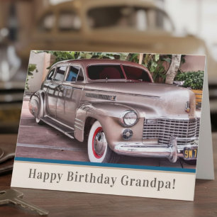Cartão cadillac clássico de 1940 - Avô feliz de aniversár