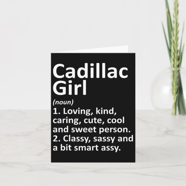 Cartão Cadillac Girl Mi Michigan Funny City Home Roots Gi (Frente)