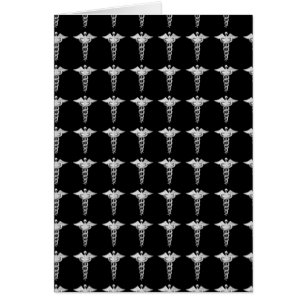 Cartão Caduceus médico de prata