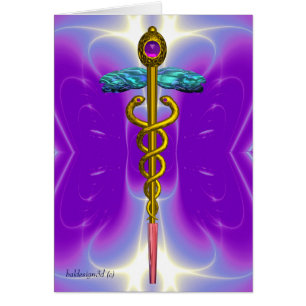 Cartão CADUCEUS, vibrante ametista de ouro Violet Purple