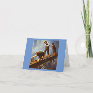 Cartão Cães a trabalhar alto aço