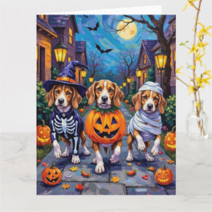 Cartão Cães Beagle Trick-or-Treating em Fantasia de Hallo