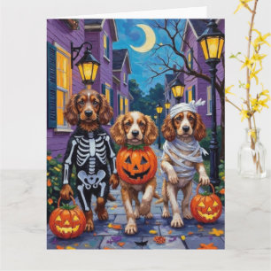 Cartão Cães Cocker Spaniel Fazendo Doce ou Travessura no