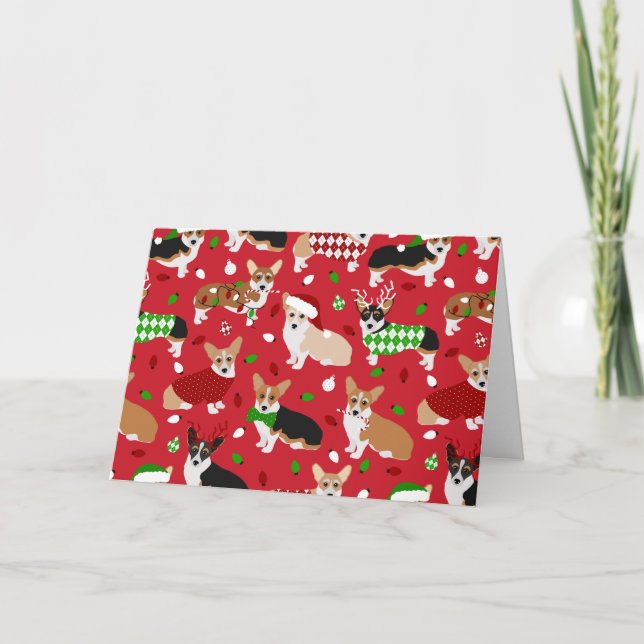 Cartão Cães de Corgi de Natal (Frente)