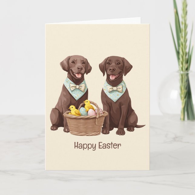 Cartão Cães de felz pascoa de chocolate Labrador (Frente)