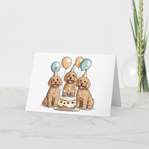 Cartão Cães de Goldendoodle de Aniversário