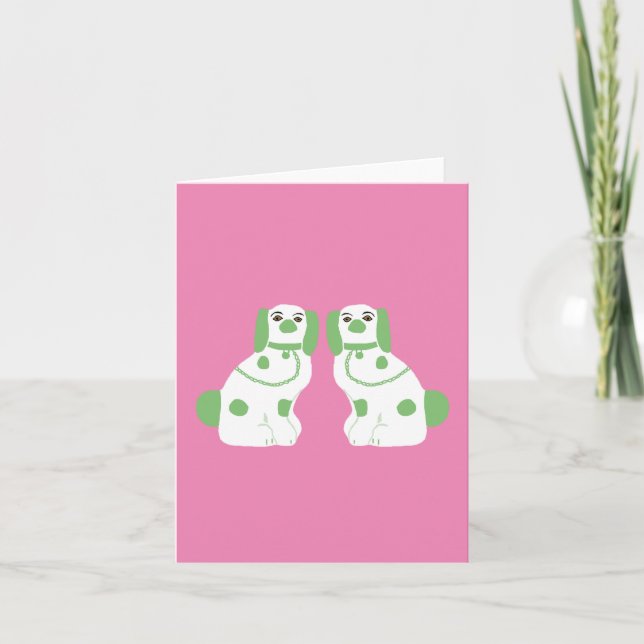 Cartão Cães de Staffordshire Verde (Frente)