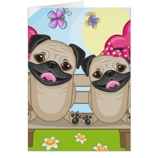 Cartão Cães do Pug no amor