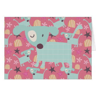 Cartão Cães, Estrelas e Flores