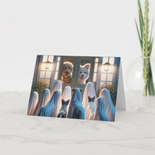 Cartão Cães Fantasmas Halloween