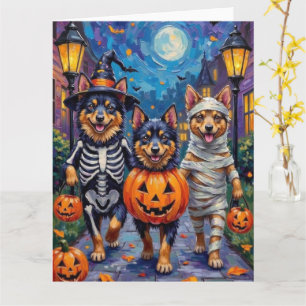 Cartão Cães Finnish Lapphund Fazendo Trick-or-Treating no