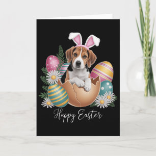 Cartão Cães Florais Dia de Páscoa Cachorro Beagle Filhote